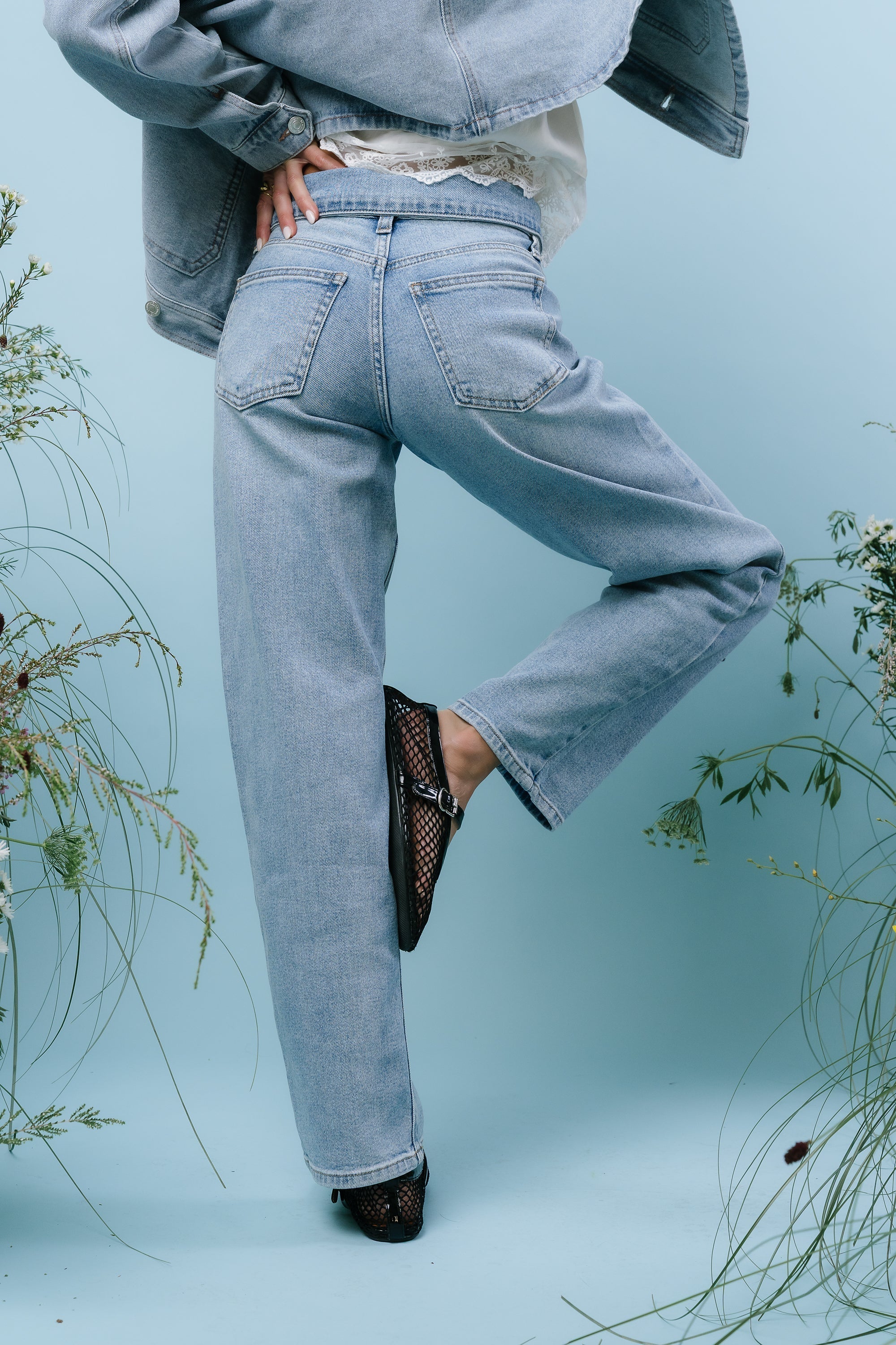 Karina Folded Straight Leg Jeans
