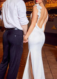 Mermaid Silk Like Satin Wedding Dresses With FlowersHigh Split