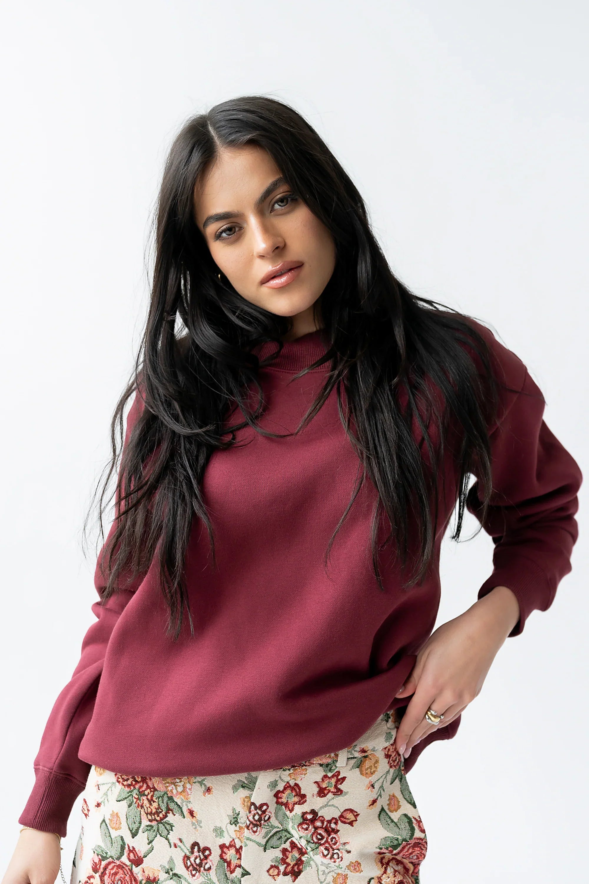 Marie Oversized Sweatshirt in Burgundy