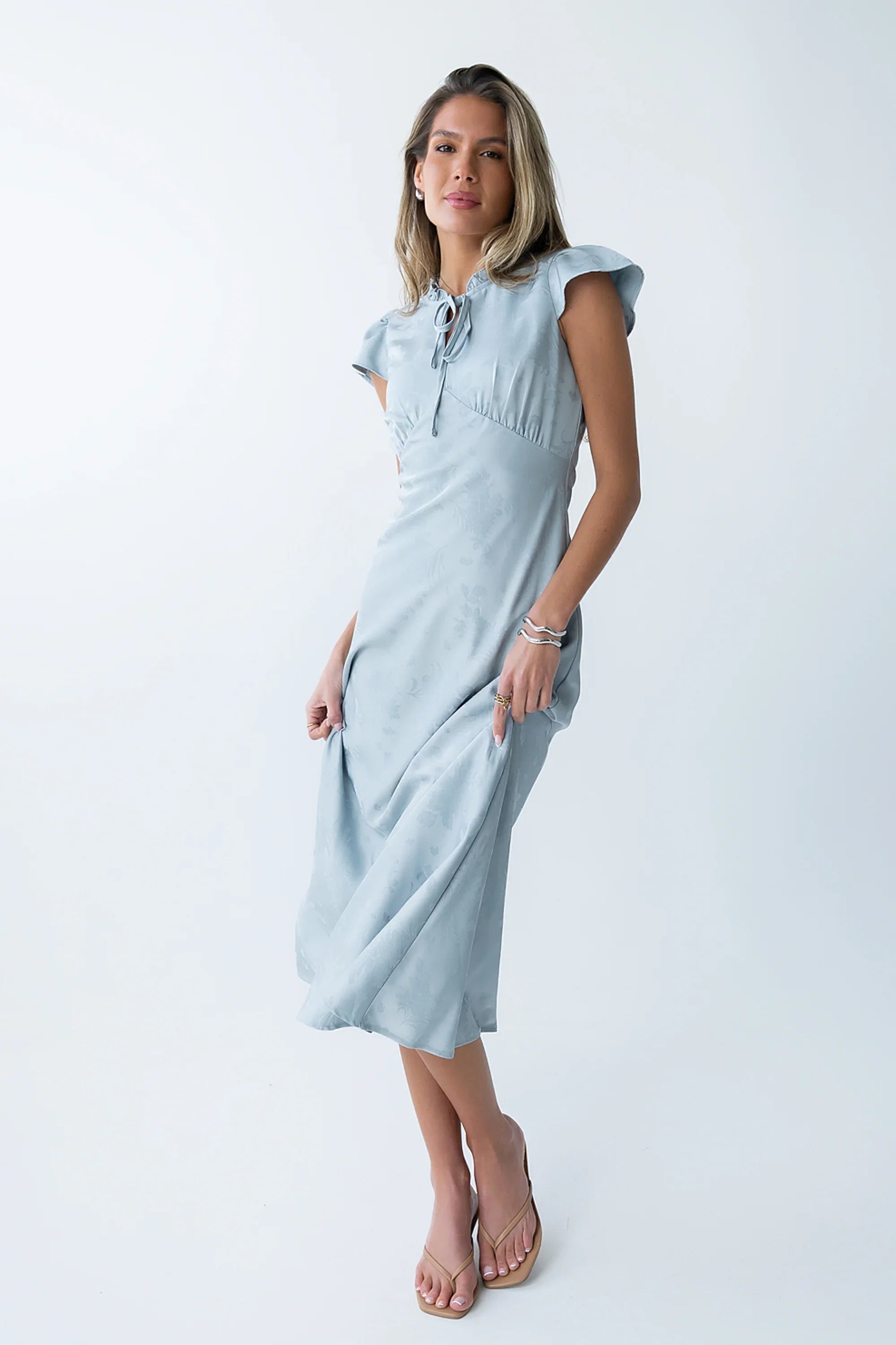Shae Floral Midi Dress in Blue