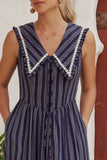 Miya Collared Midi Dress in Navy FINAL SALE