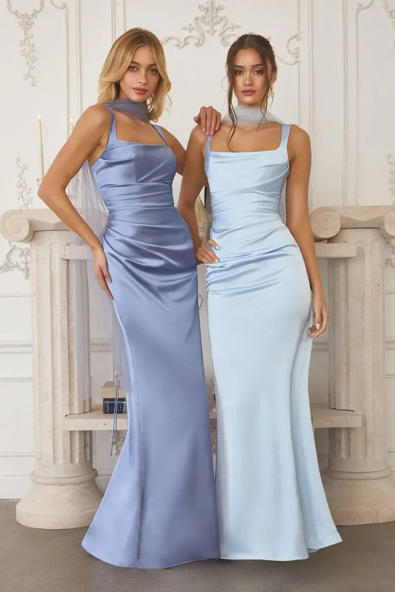 Toby Maxi Satin Dress with Lace Up Back Scarf