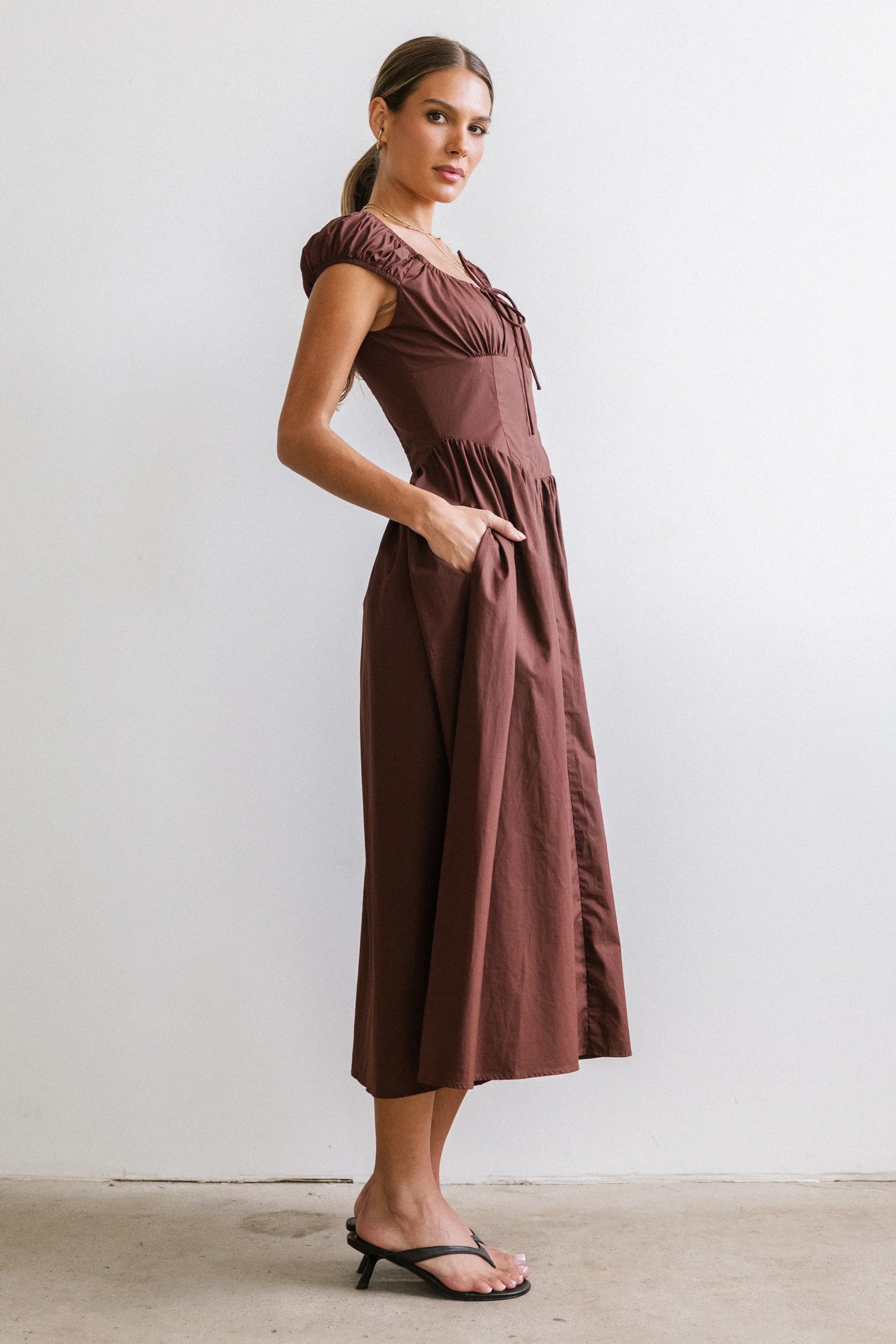 Patricia Midi Dress in Brown