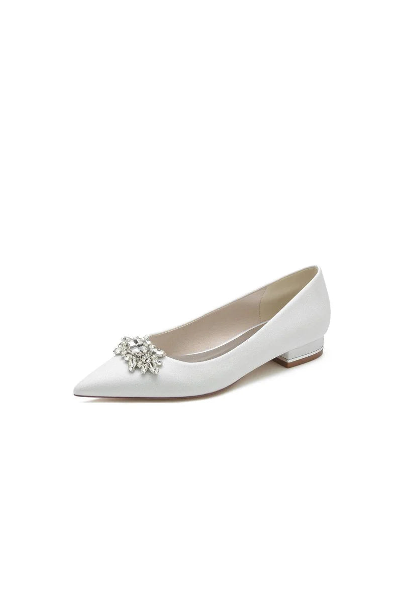 Pointed Toe Rhinestone Slip on Low Heels