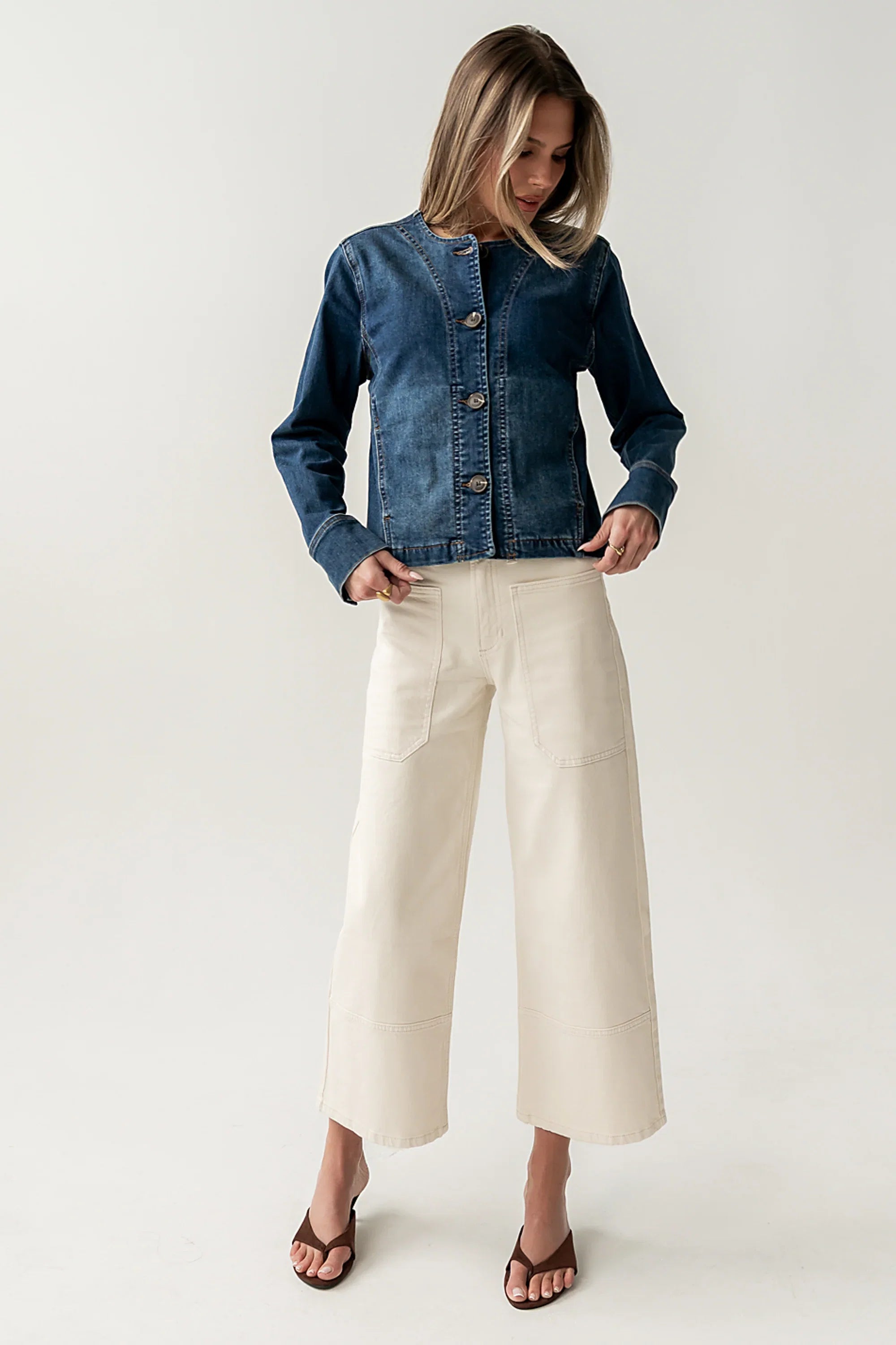 Cozette Barrel Jacket in Dark Wash