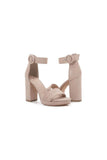 Outdoor Suede Peep Toe Chunky Heel Shoes With Buckle Ankle Strap
