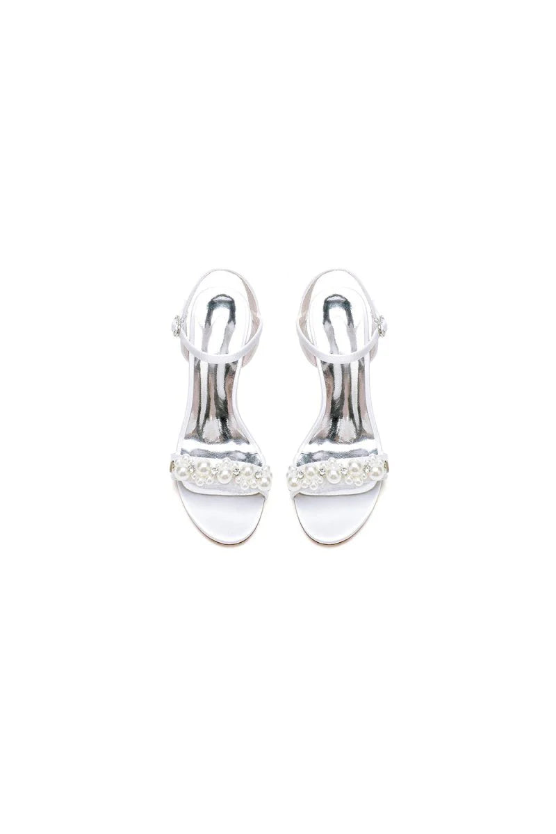 Open Toe Pearl Stiletto Heels