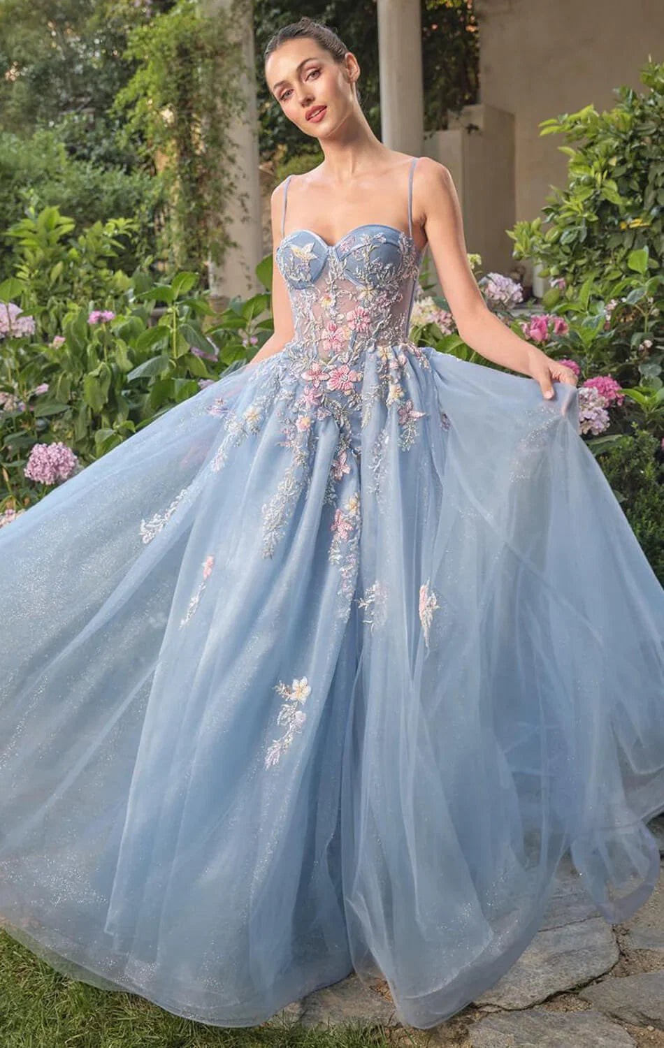 A1490 Beaded Bellflower Bustier Ball Gown Andrea Leo