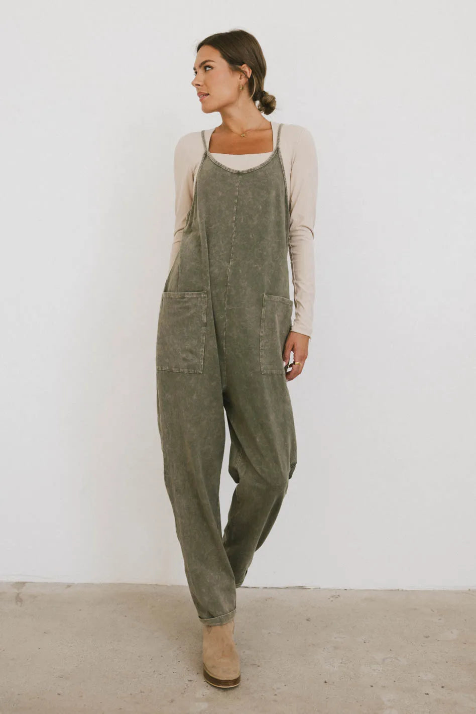 Bram Overalls in Olive FINAL SALE