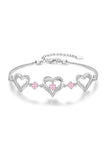 Silver Love Heart Link Birthstone Bracelets