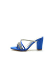 Open Toe Block Heels with Rhinestone