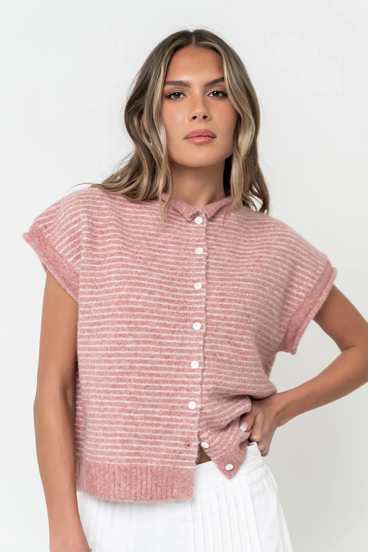 Percey Knit Cardigan in Pink