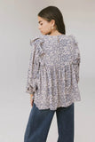 Taya Ditsy Floral Blouse in Blue FINAL SALE