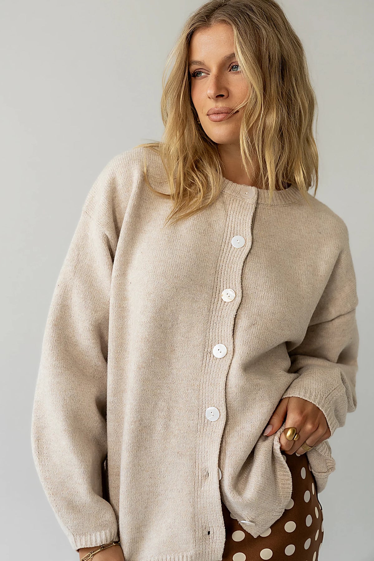 Kaia Knit Cardigan in Oatmeal