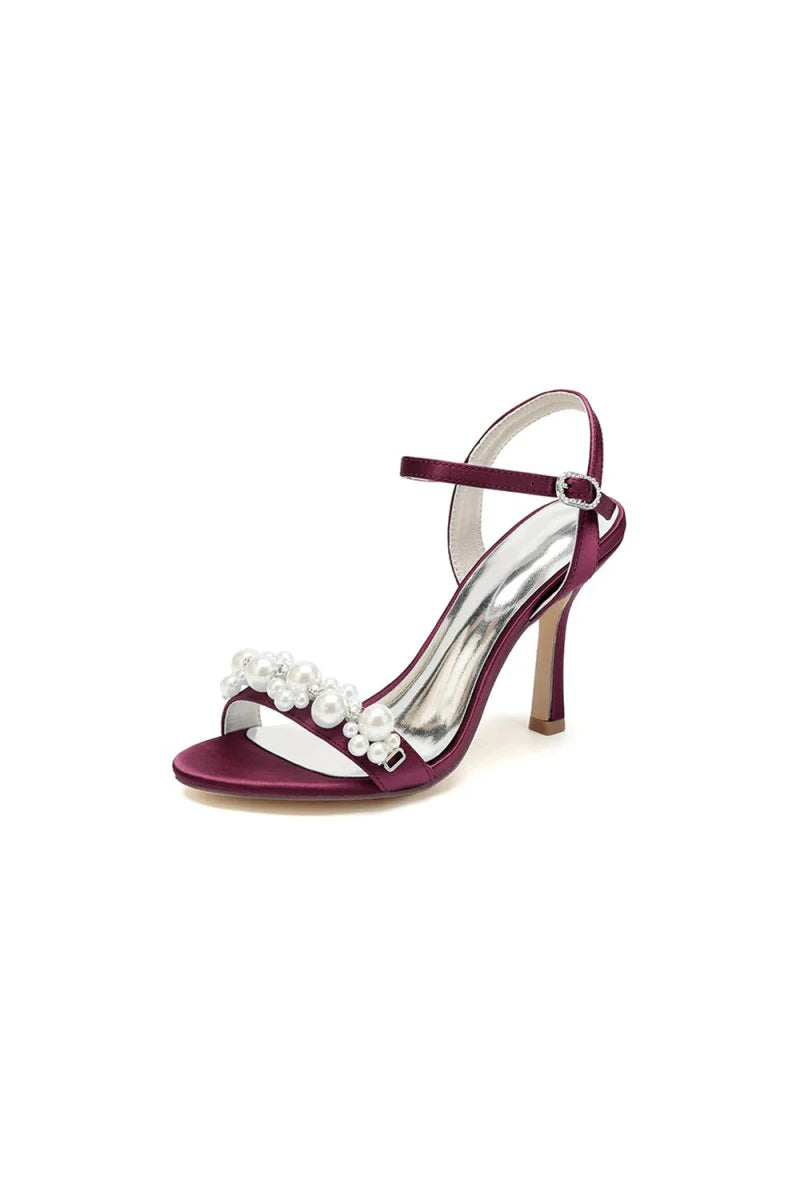 Open Toe Pearl Stiletto Heels