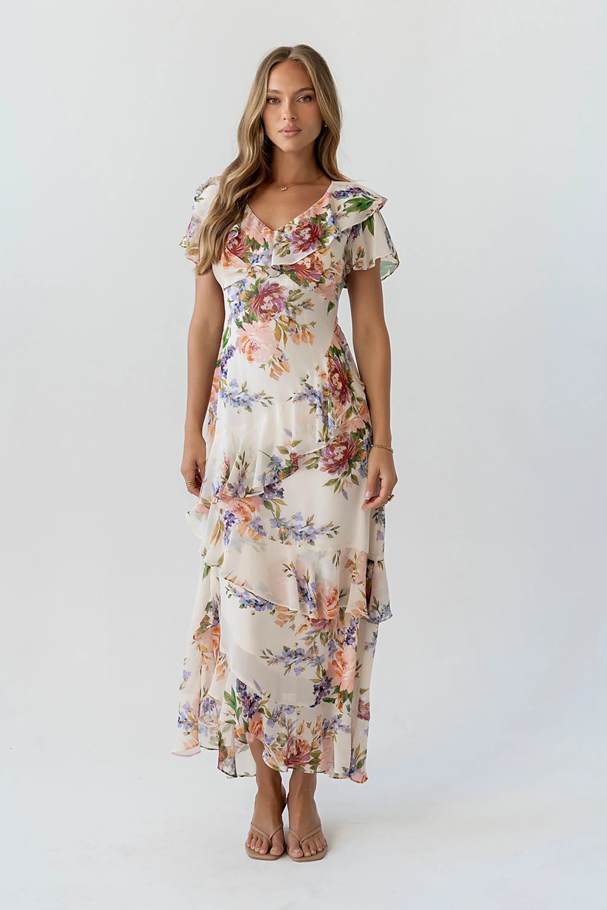 Lauren Ruffle Floral Maxi Dress