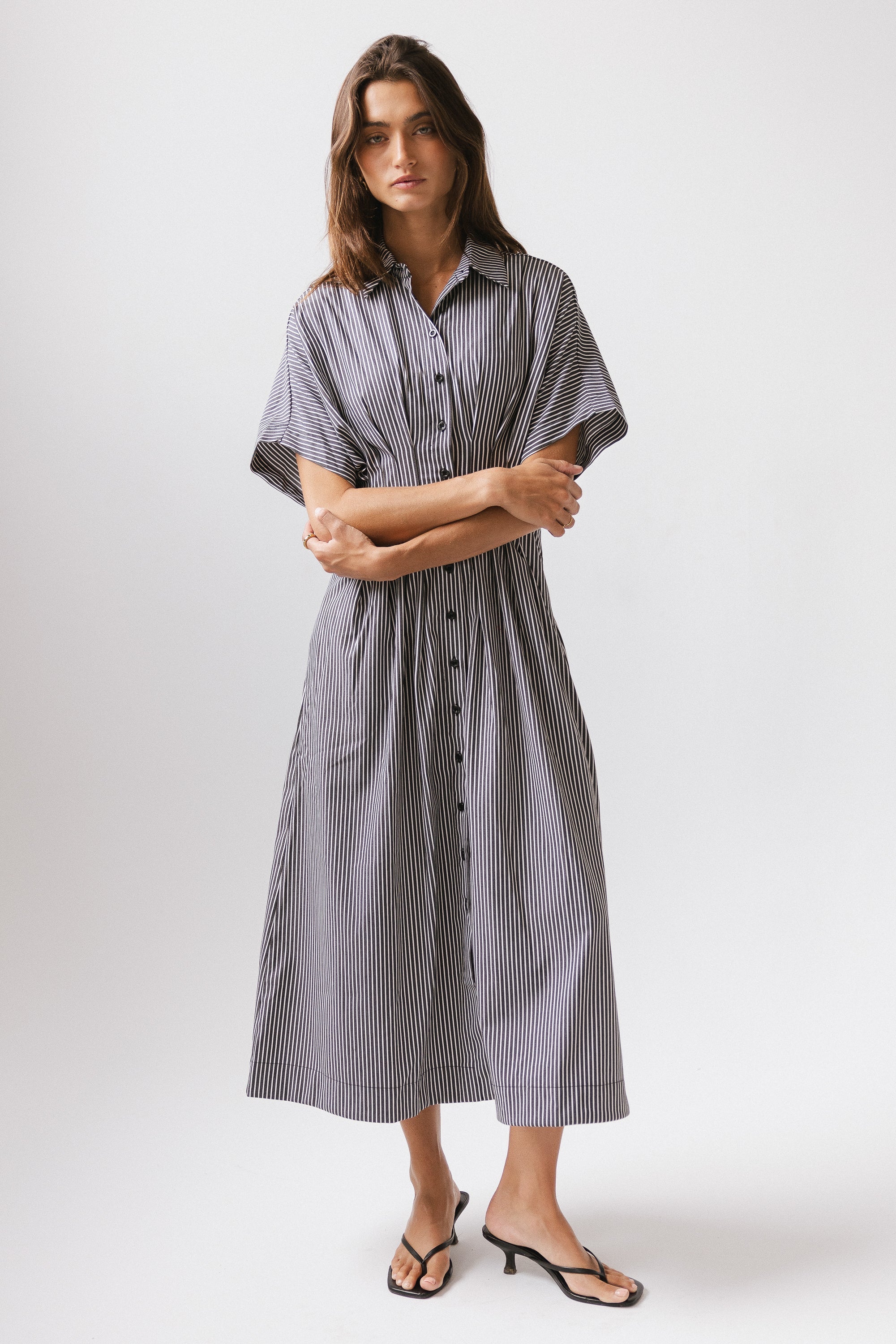 Collins Striped Maxi Dress in Grey
