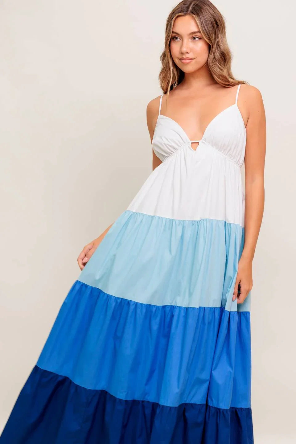 CRUISE MODE MIDI DRESS BLUE COLOR BLOCK