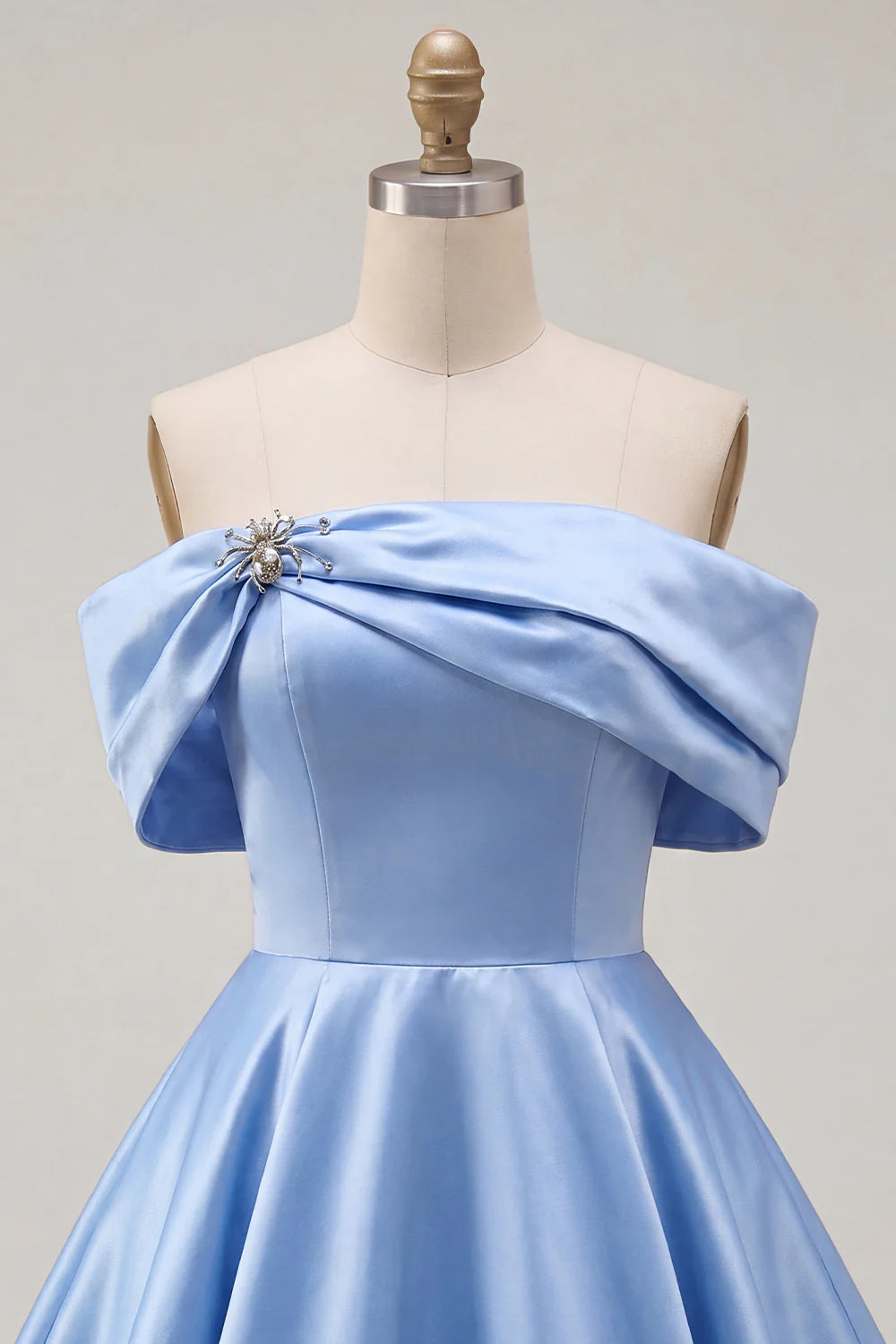 Off the Shoulder Blue A Line Short Homecoming Dress with Beading
