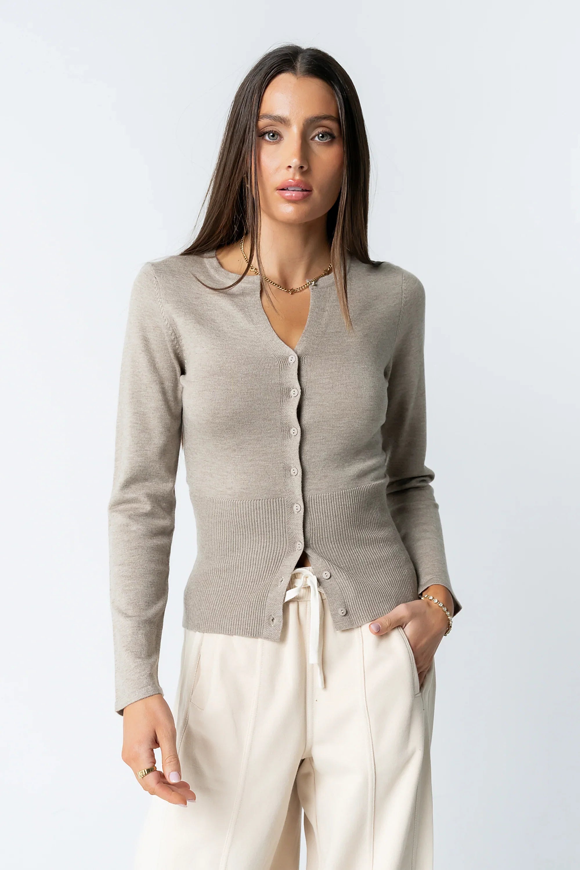 Flora Knit Top in Taupe