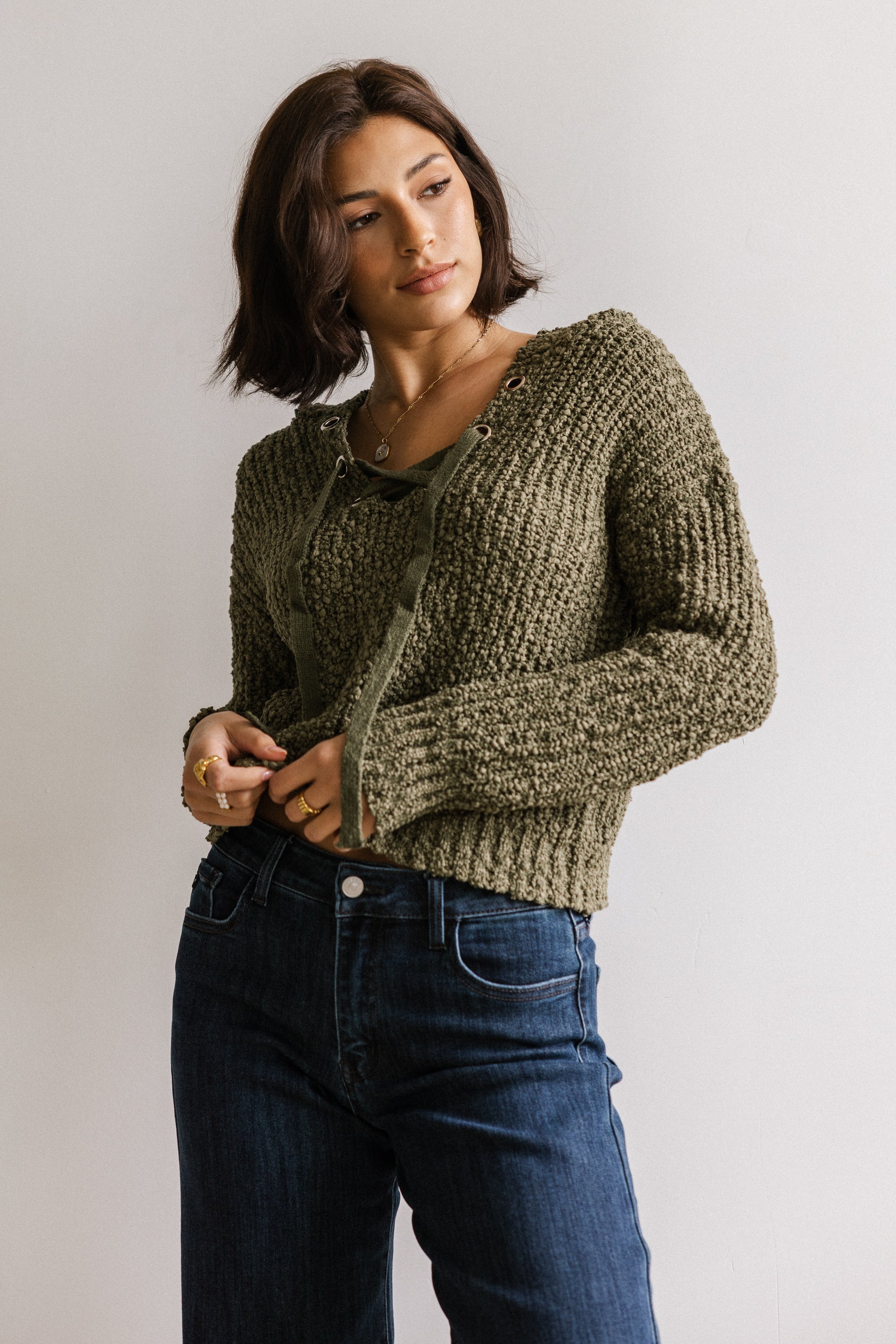 Georgie Knit Sweater in Olive