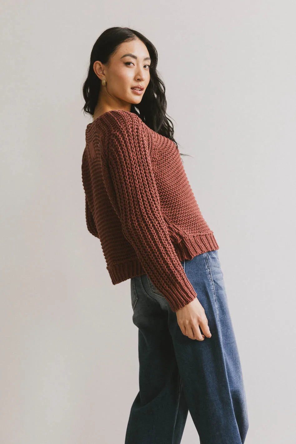 Juniper Textured Sweater in Berry FINAL SALE