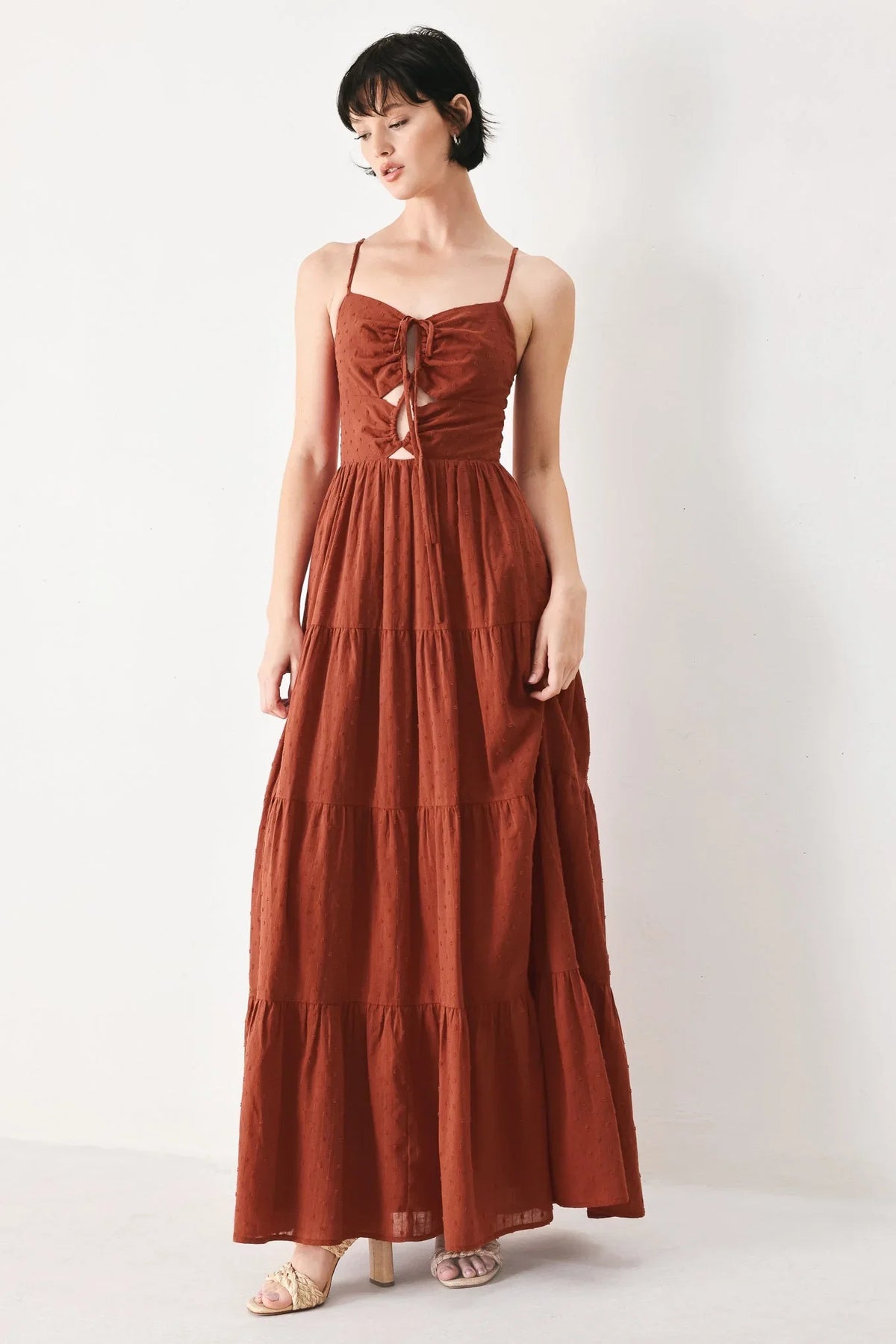 TERRACOTTA SUNSET CUT OUT MAXI DRESS