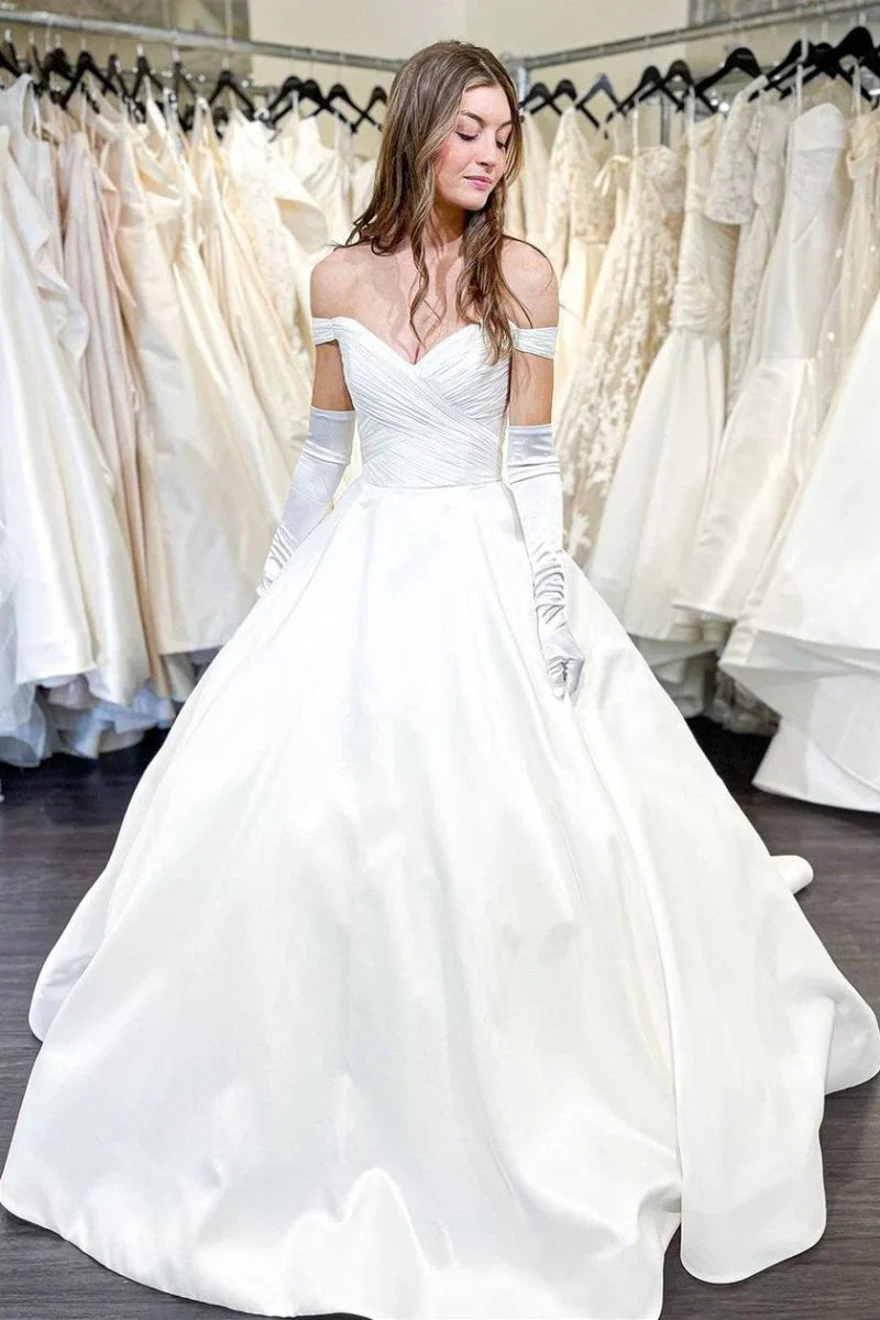 Vintage Off the Shoulder Bridal Ball Gown