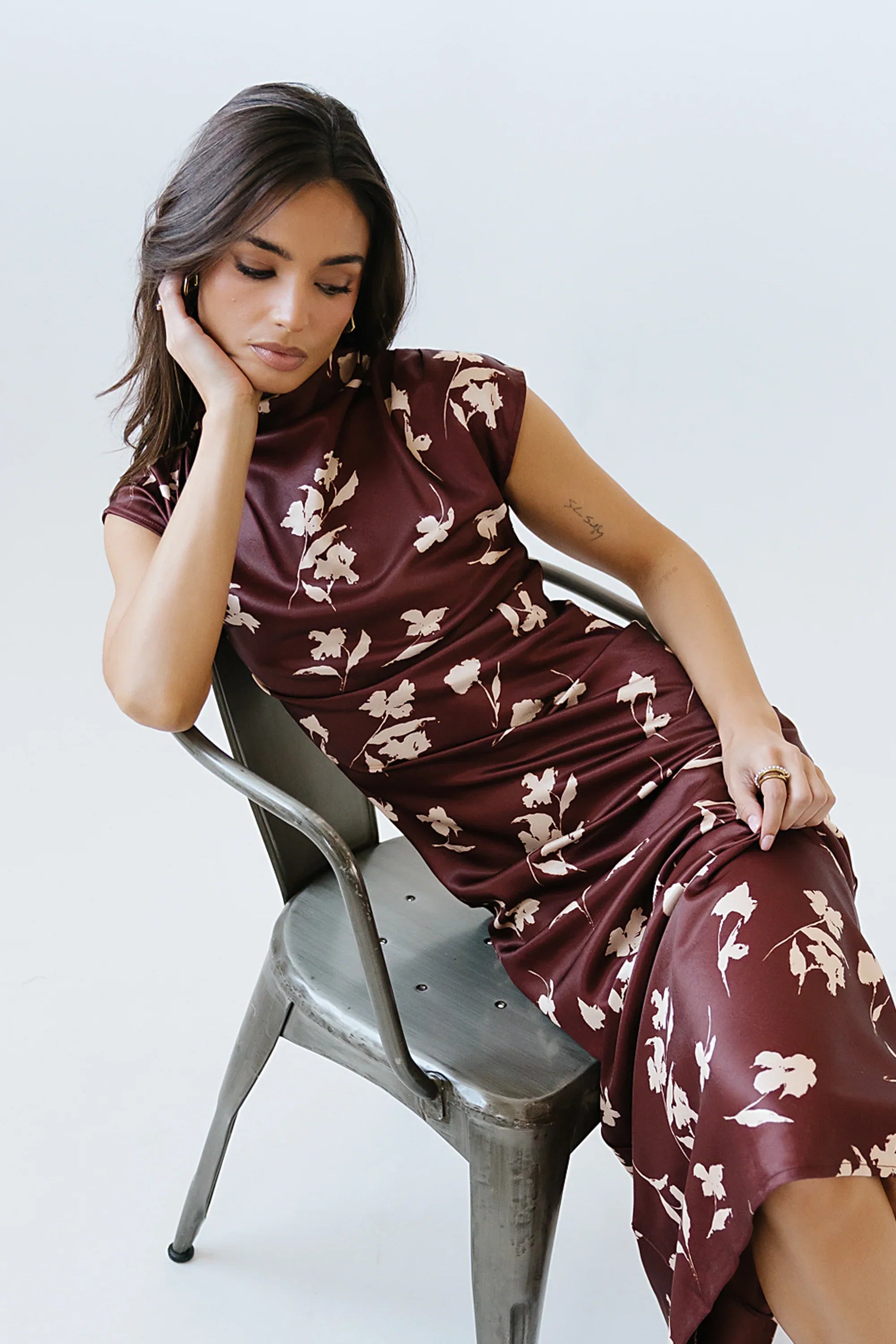 Carson Floral Maxi Dress in Red Brown FINAL SALE