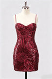 Grey Corset Bodycon Sequin Short Homecoming Dress