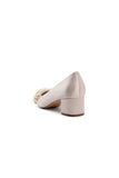 Pointed Toe Satin Slip on Chunky Wedding Shoes With Flower