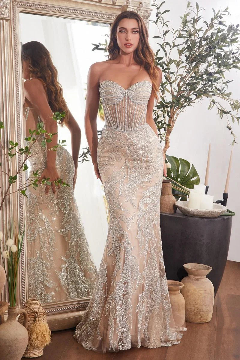 CELESTIAL GOWN CRYSTAL GLITTER EMBELLISHED GOWN