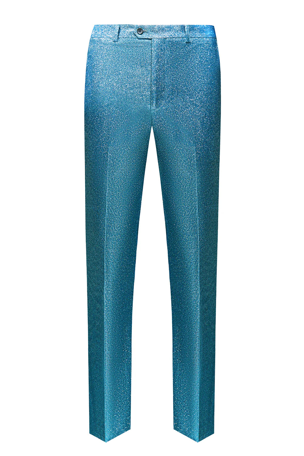 Mens Peacock Blue Sparkly Peak Lapel One Button 2 Piece Prom Suits