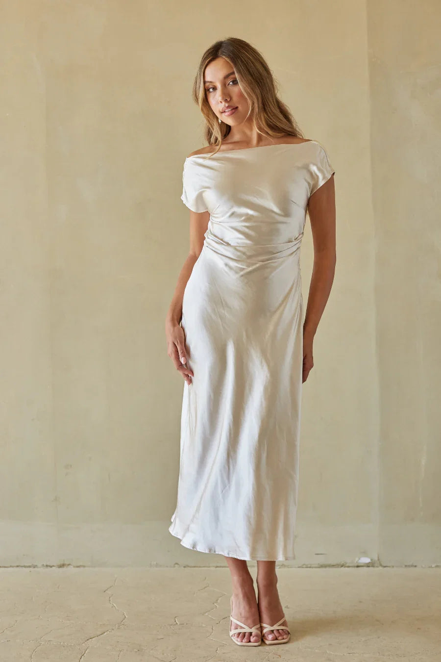 Kaiden Satin Cowl Midi Dress