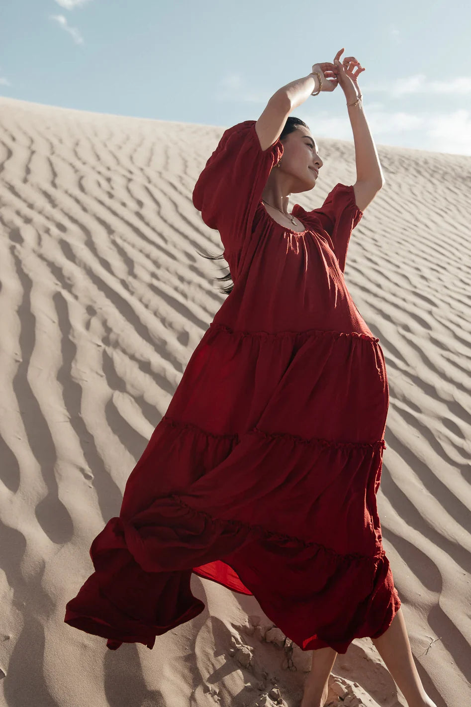 Corinne Tiered Maxi Dress in Red FINAL SALE
