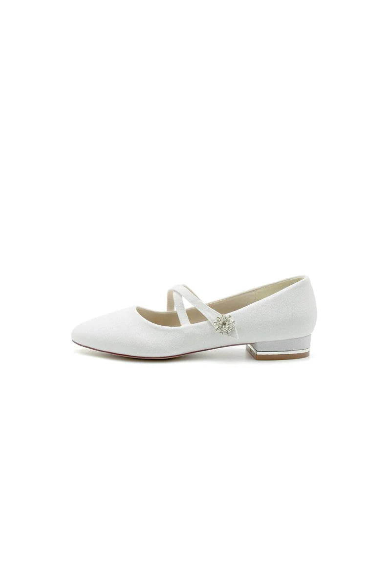 White Pointed Toe Wedding Flats
