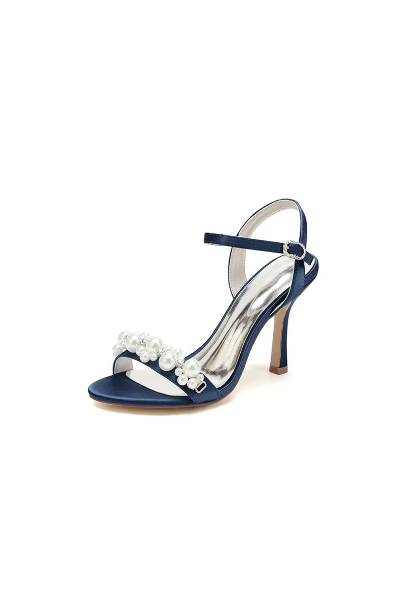 Open Toe Pearl Stiletto Heels