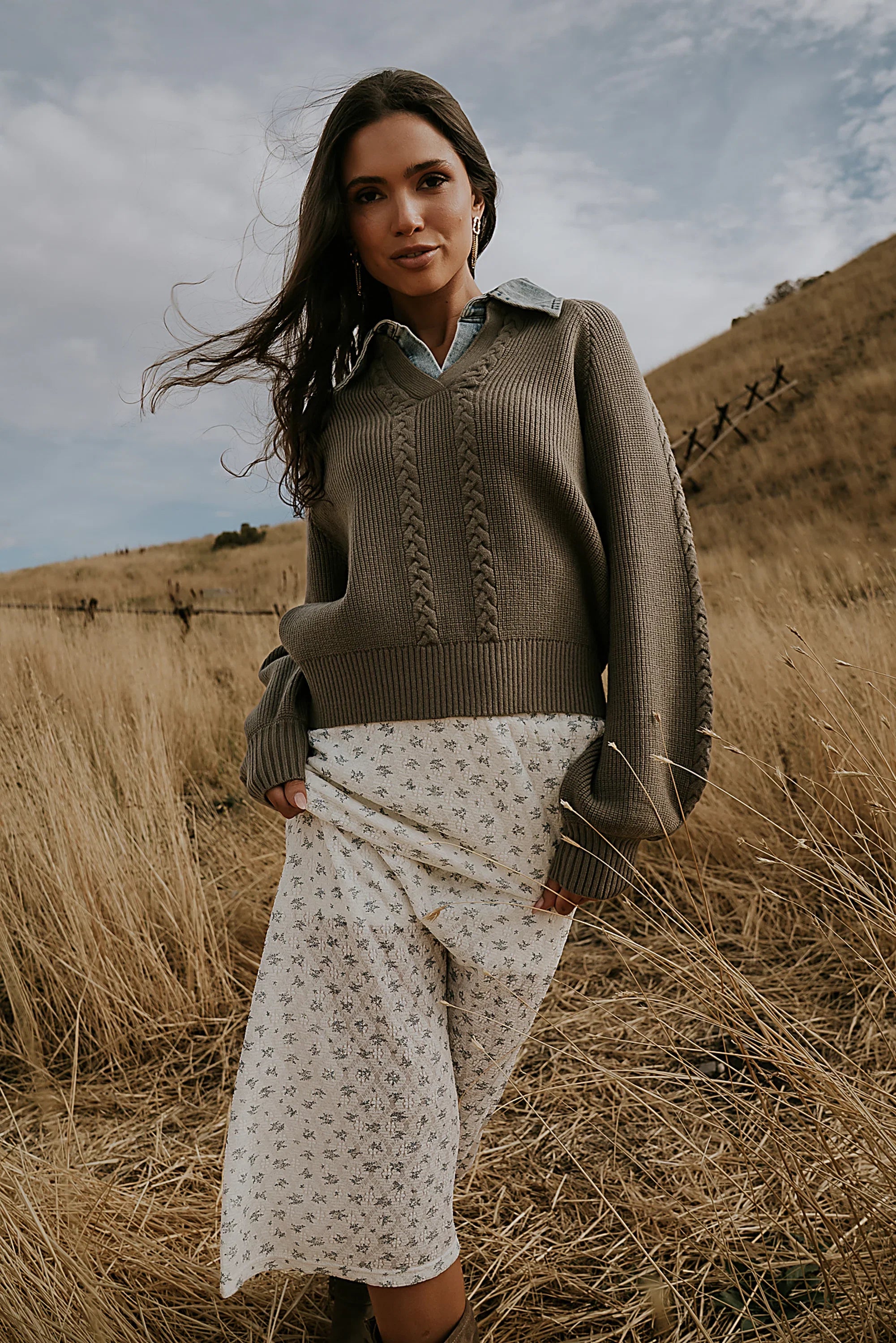 Melissa Contrast Sweater in Olive