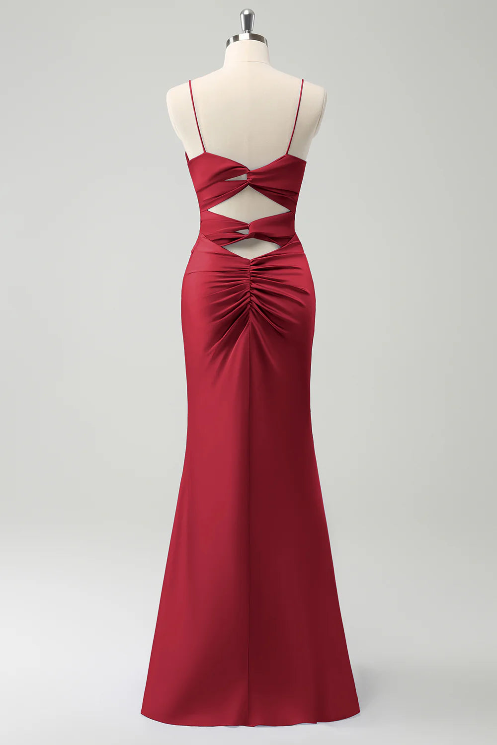 Purple Mermaid Front Criss Cross Pleated Floor Length Bridesmaid Dress