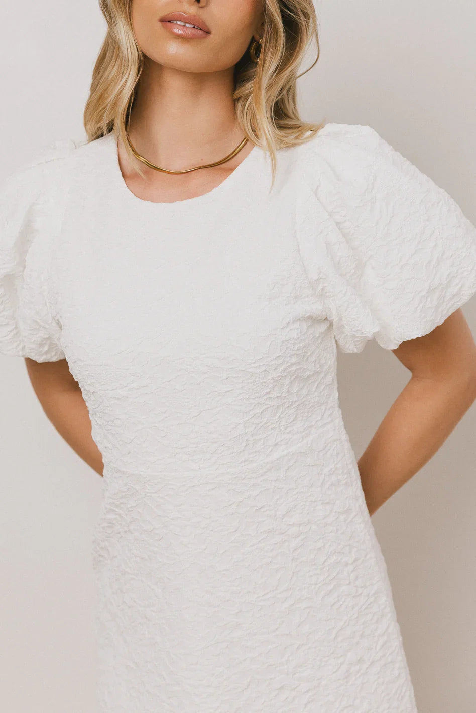 Henry Textured Midi Dress in White FINAL SALE