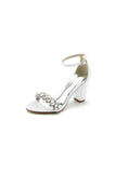 Crystal Embellished Open Toe Ankle Strap Pumps