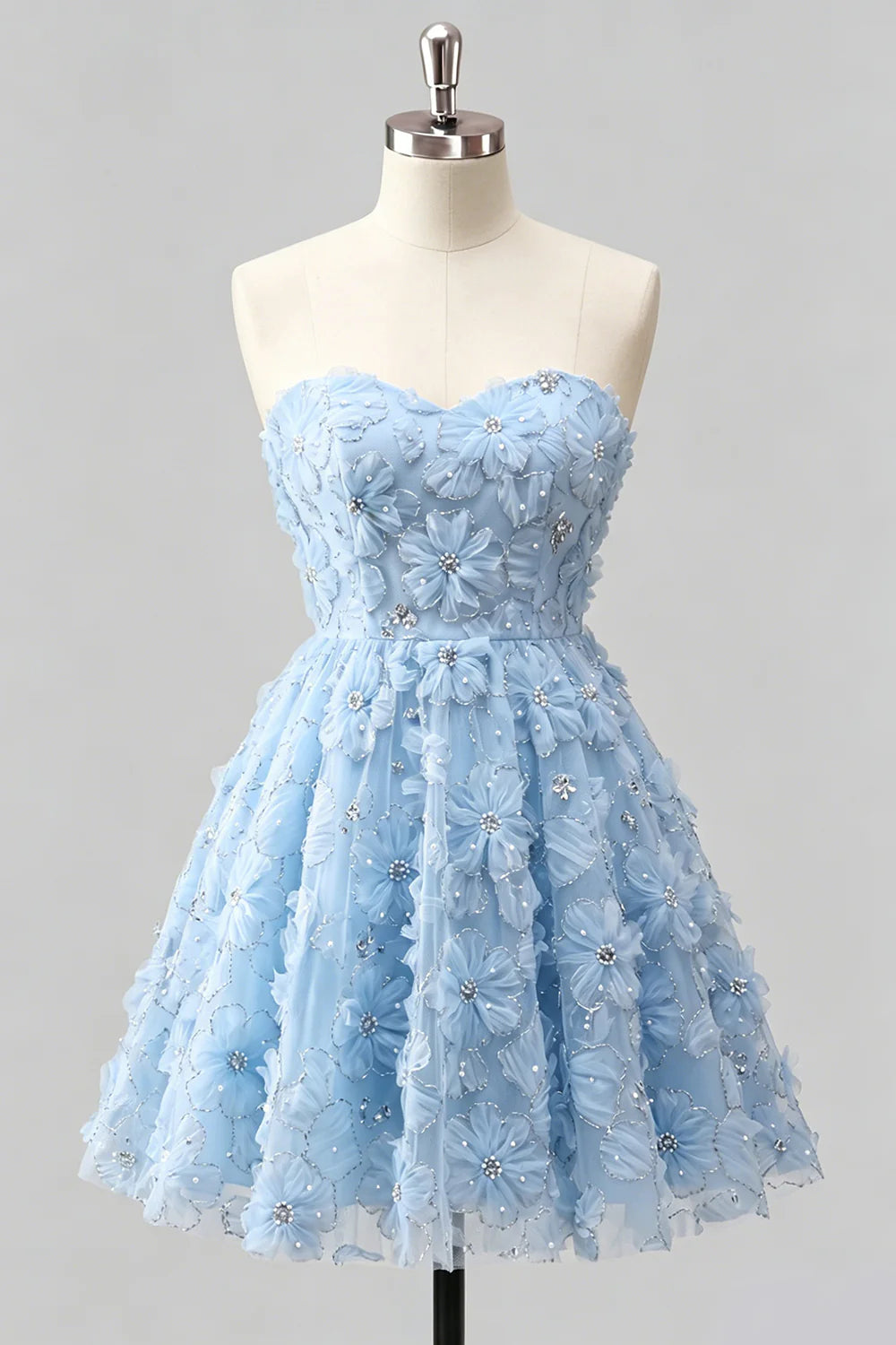 Sage Beaded Strapless A Line Short Homecoming Dress