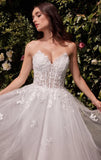 ELLEN GOWN OFF WHITE STRAPLESS A LINE LACE TULLE DRESS