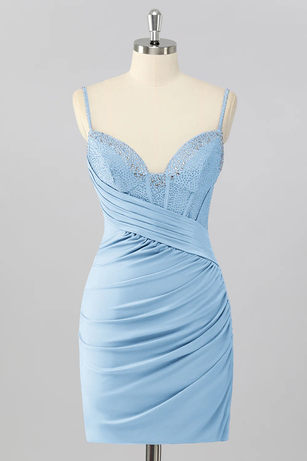 Bodycon Corset Ruched Mini Royal Blue Homecoming Dress with Beading