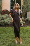 Amanda Lace Trim Maxi Dress in Brown