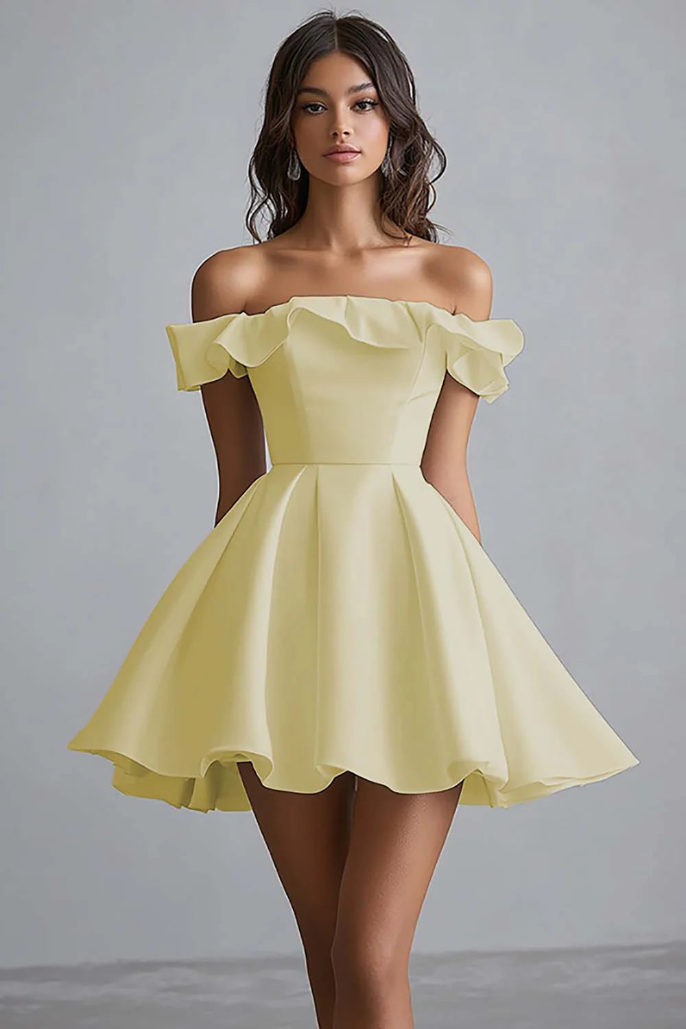 White Off The Shoulder A Line Short Graduation Dress
