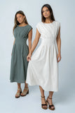 Matilda Pleated Maxi Dress in Olive