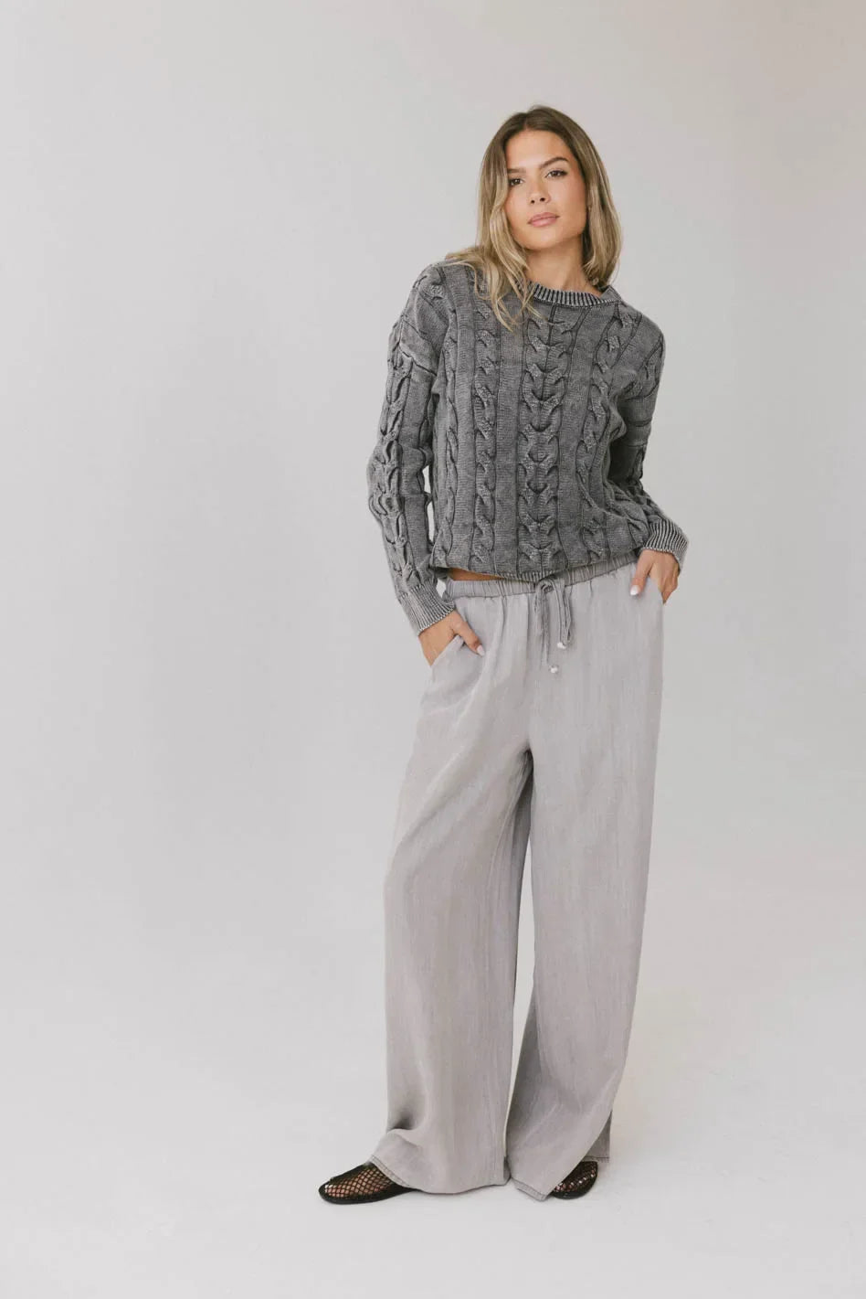 Luisa Wide Leg Pants in Grey FINAL SALE