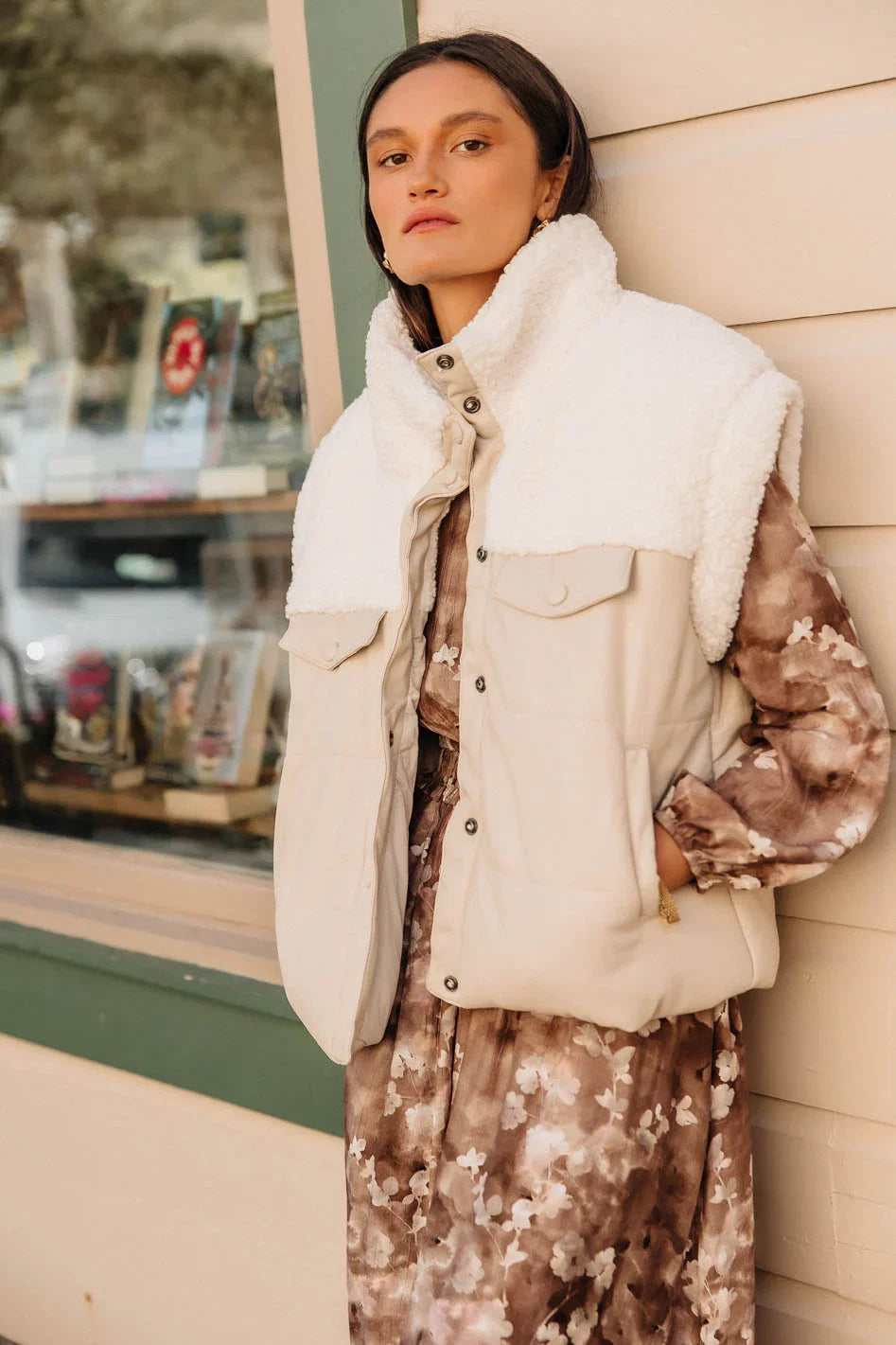 Lets Get Lost Vegan Vest in Cream FINAL SALE