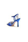 Royal Blue Satin Heels with Rhinestone Detailing